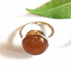 Gemstone 13mm round silver bezel ring